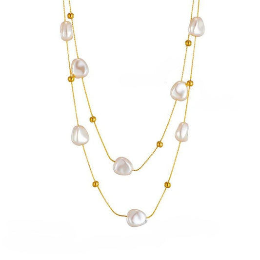 COLLAR DOBLE CON PIEDRAS IRREGULARES